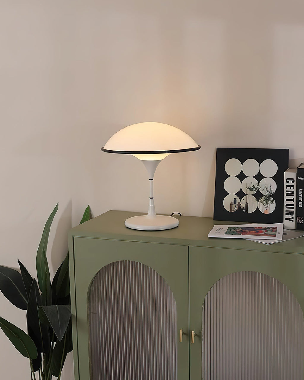 Marinella Acrylic Dome Table Lamp — Black Trim Detail