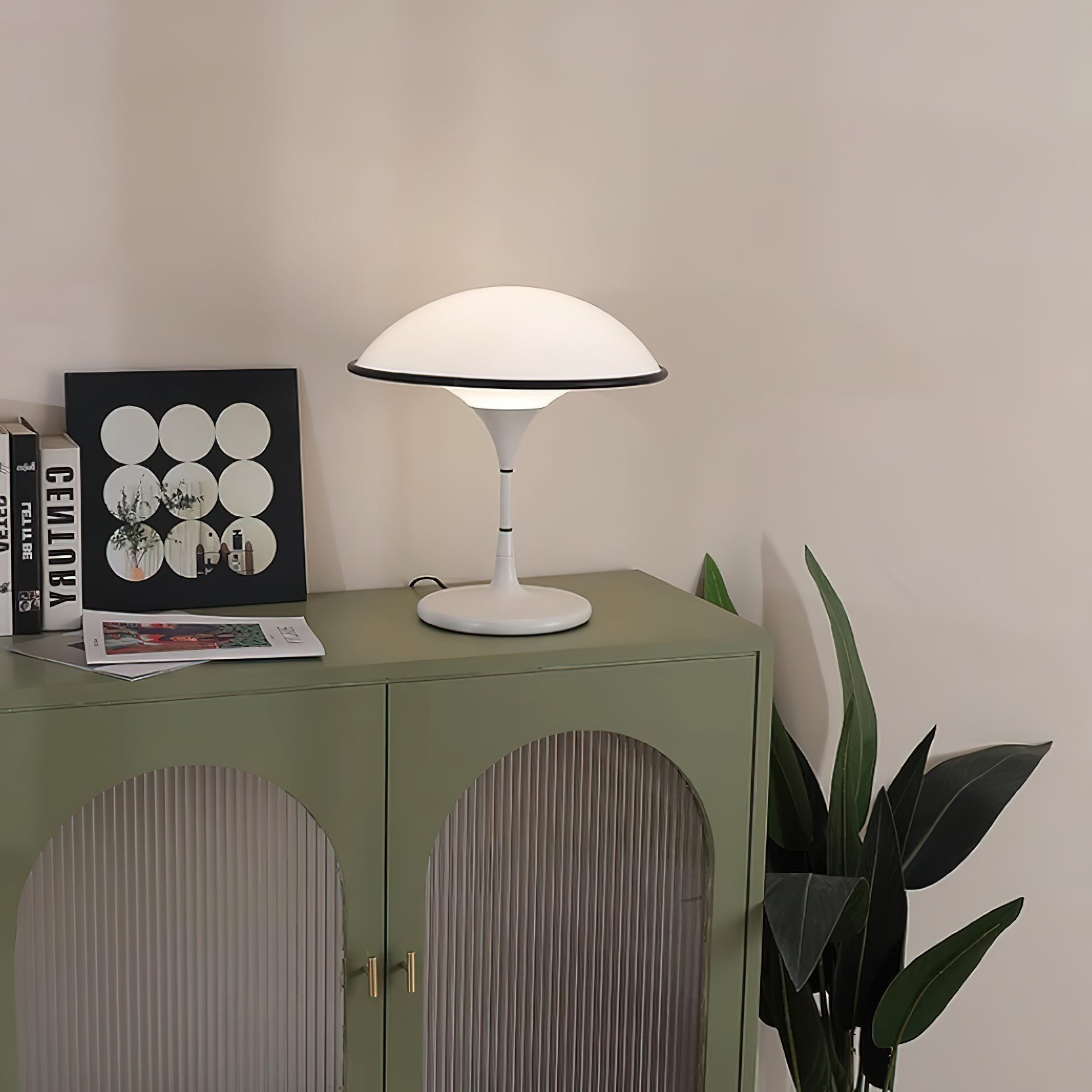 Marinella Acrylic Dome Table Lamp — Black Trim Detail