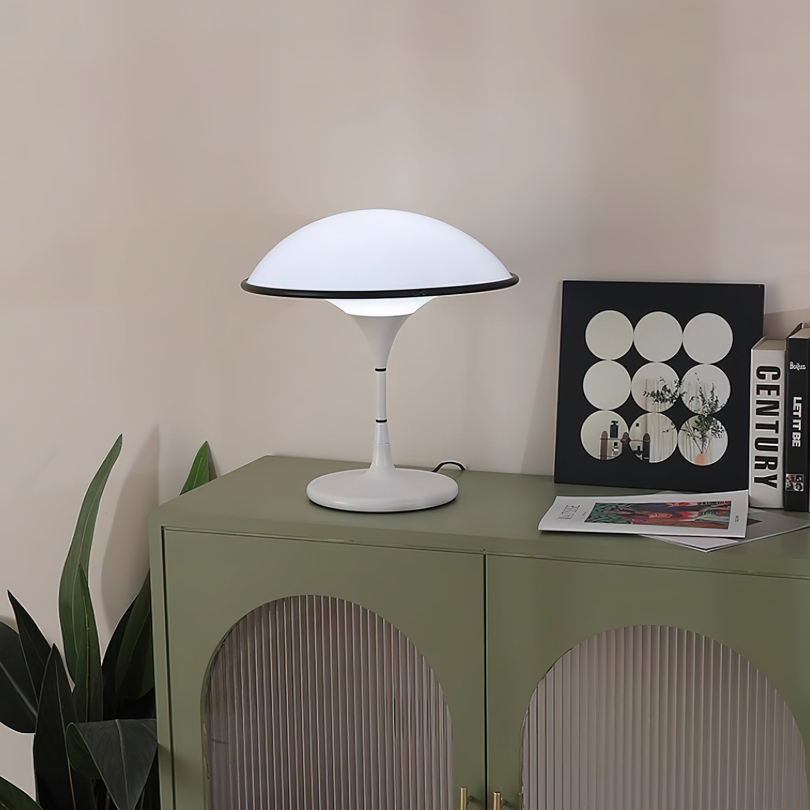 Marinella Acrylic Dome Table Lamp — Black Trim Detail