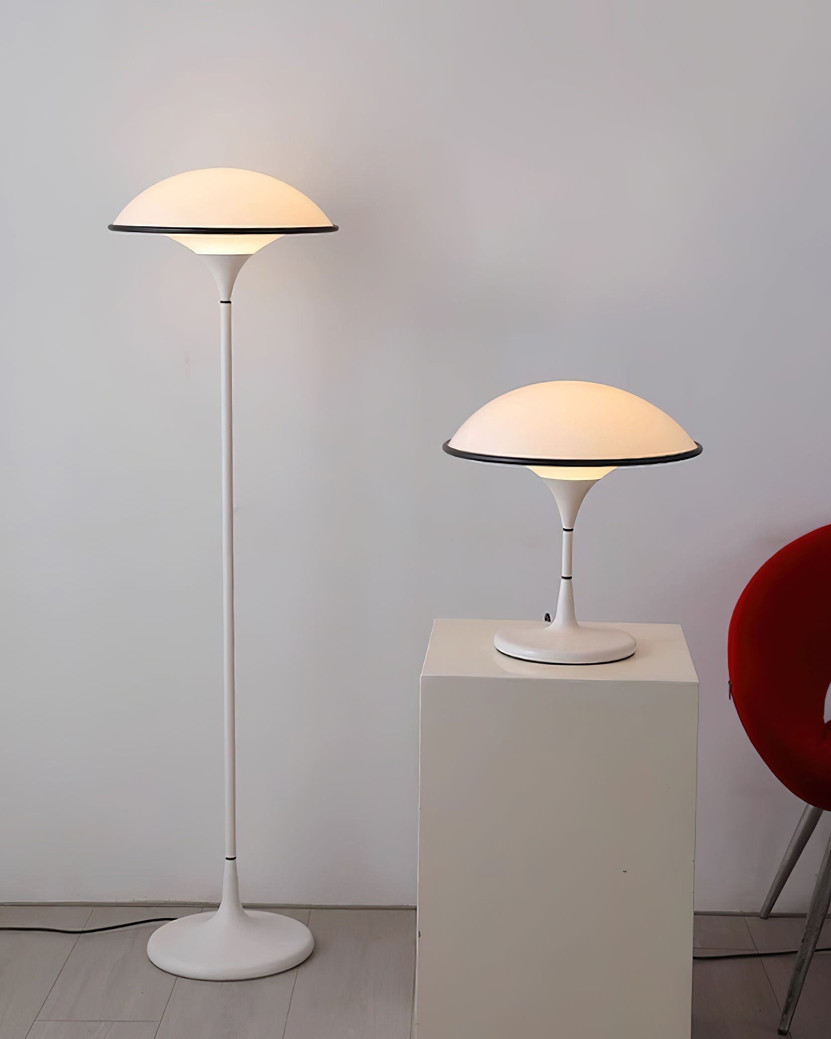 Marinella Acrylic Dome Table Lamp — Black Trim Detail