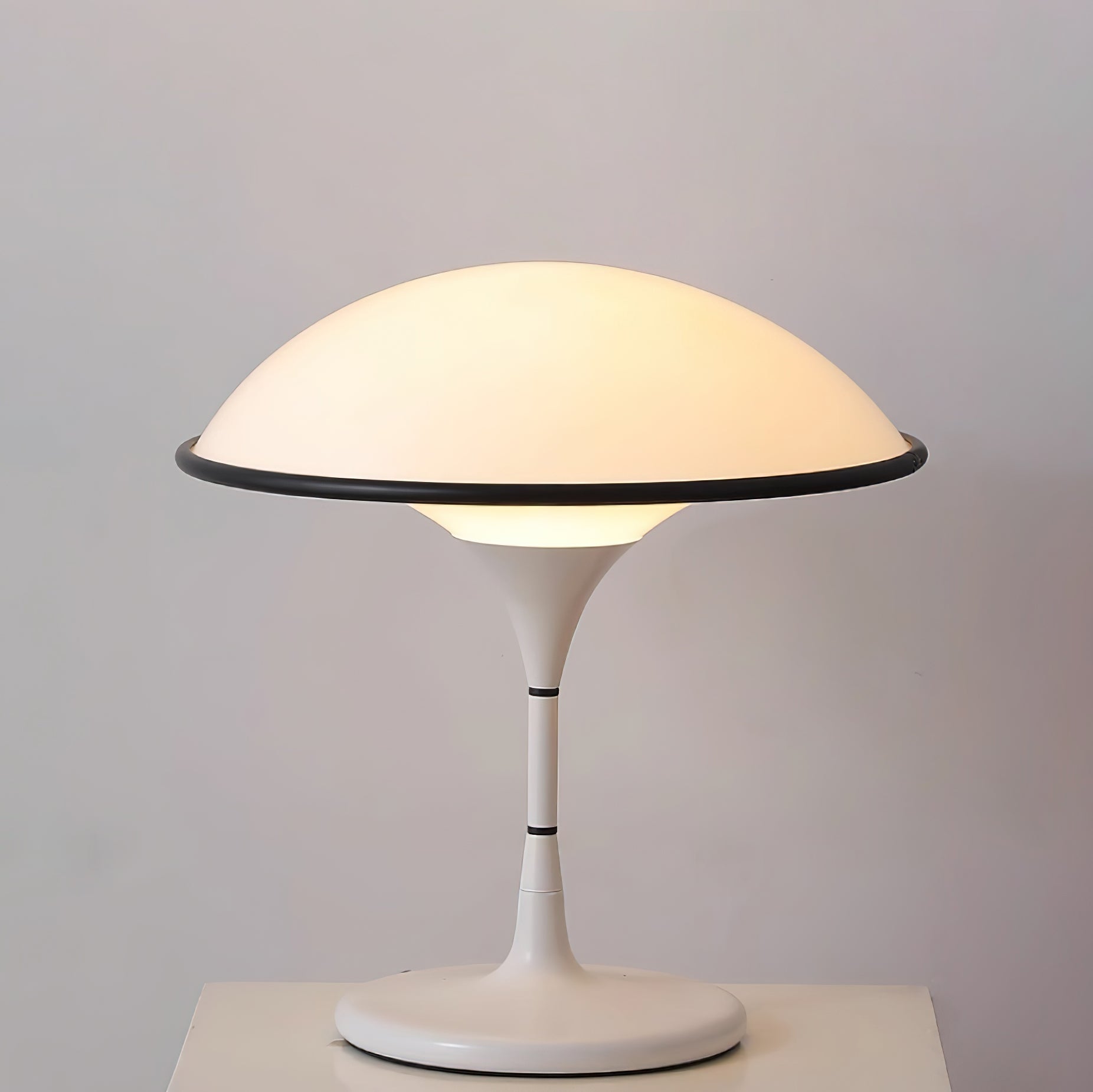 Marinella Acrylic Dome Table Lamp — Black Trim Detail