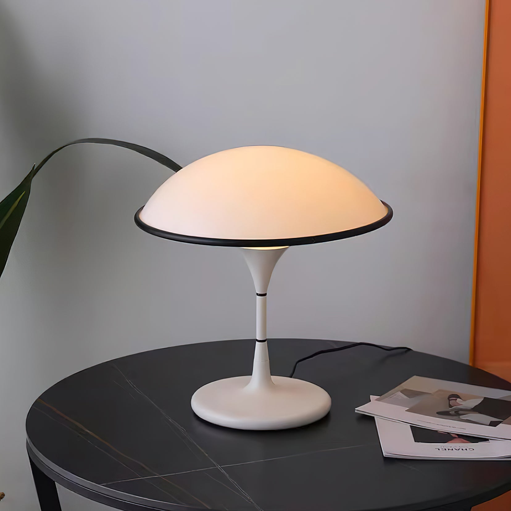 Marinella Acrylic Dome Table Lamp — Black Trim Detail