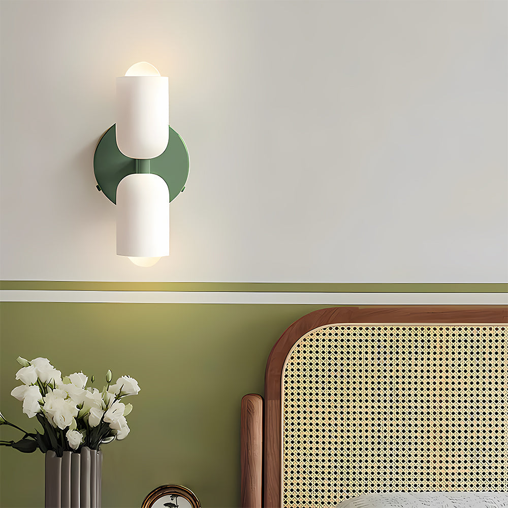 Doppelte französische Retro-Glaswandleuchte, Gold, E14