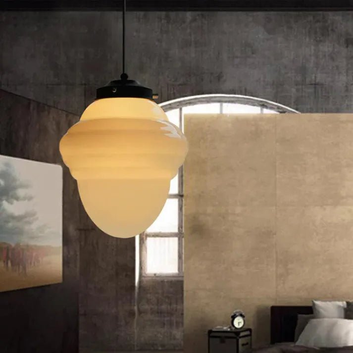 Frosted Glass Pendant Light — Vintage-Inspired Geometric Shade, Soft Diffused Glow
