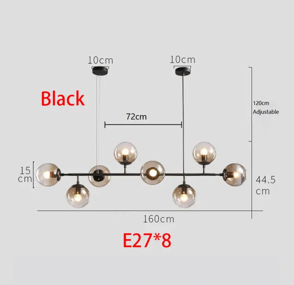 Astraeon Aluminum Glass Chandelier — Glass Ball Centerpiece In Gold Or Black Finish