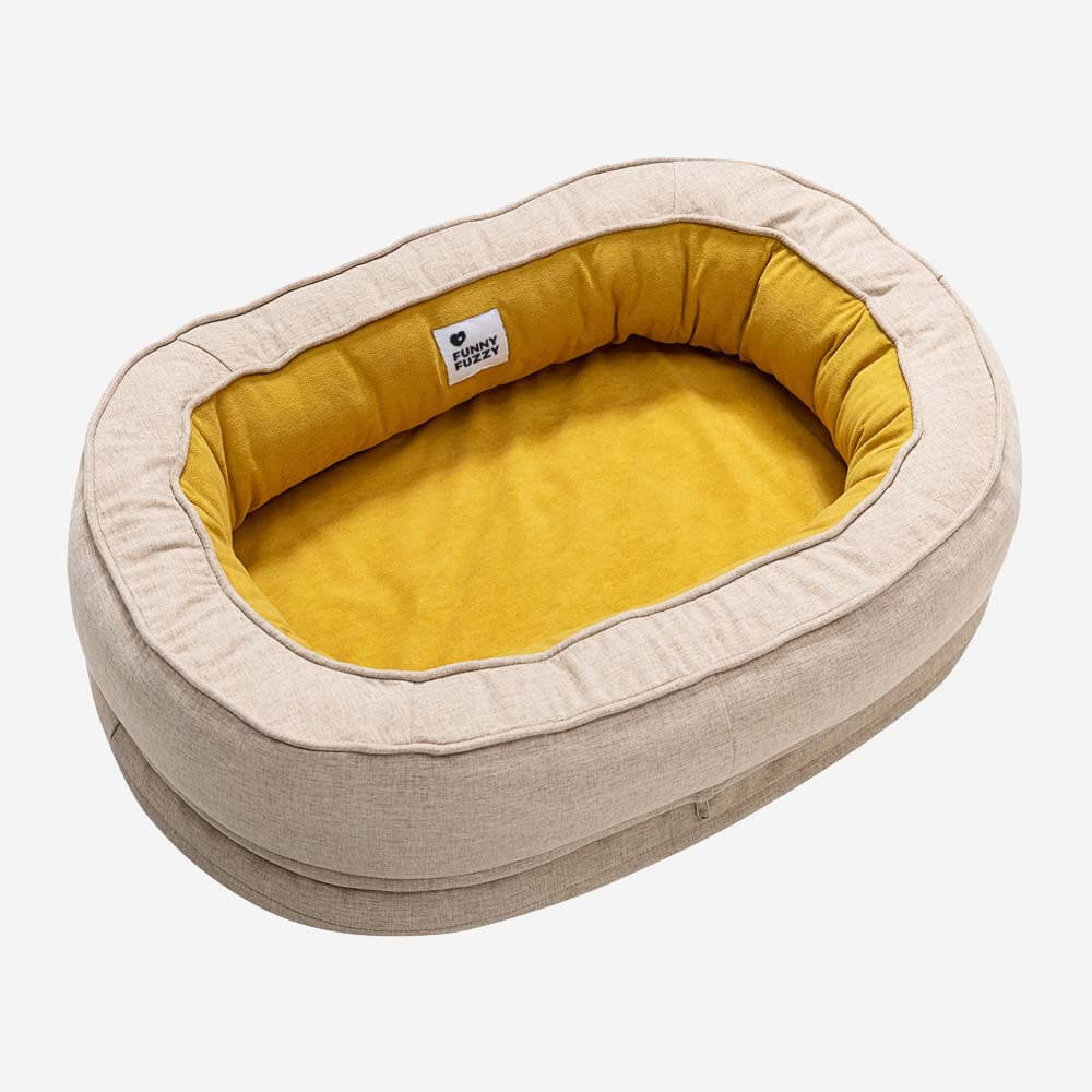 Cama donut para perros — espuma ortopédica, borde alto, antideslizante