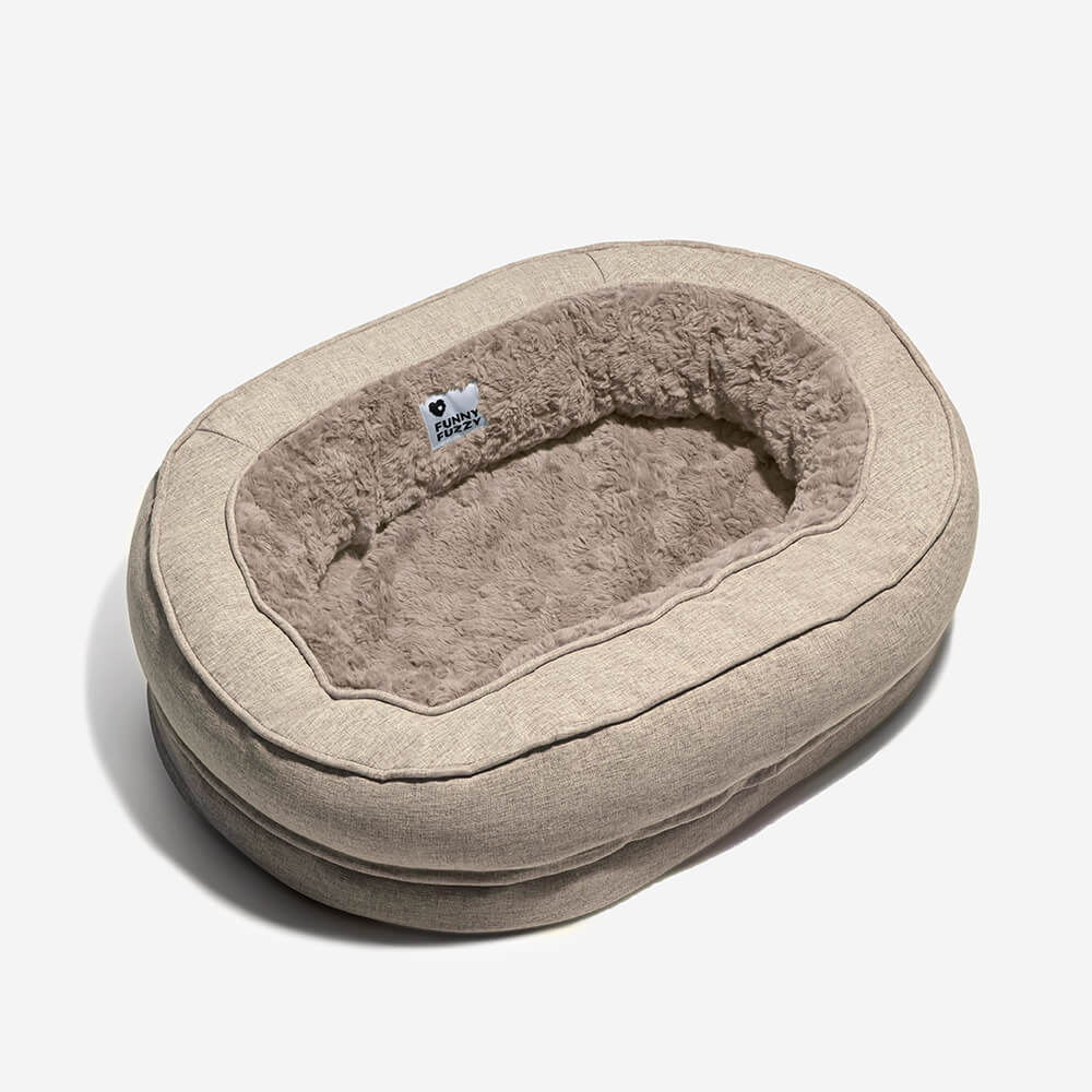 Cama donut para perros — espuma ortopédica, borde alto, antideslizante