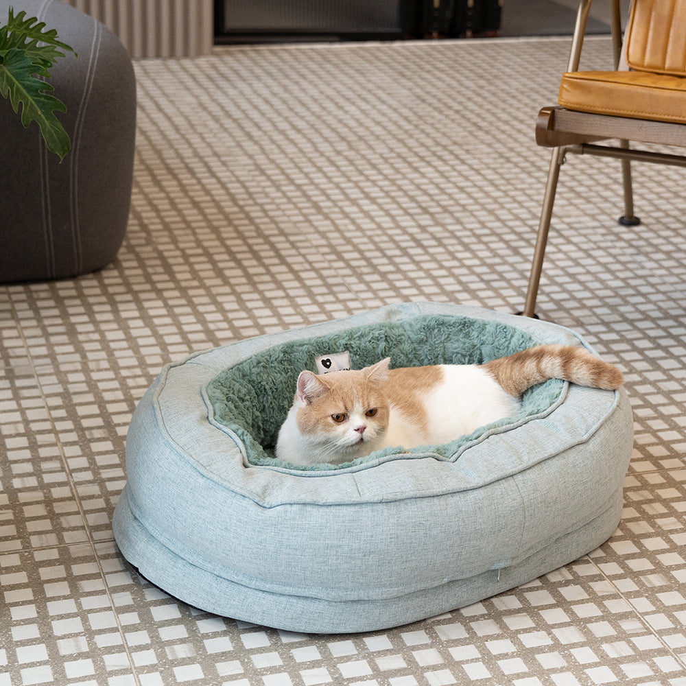 Cama donut para perros — espuma ortopédica, borde alto, antideslizante
