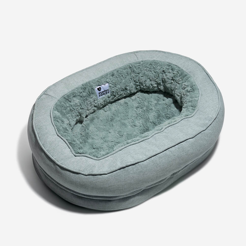 Cama donut para perros — espuma ortopédica, borde alto, antideslizante