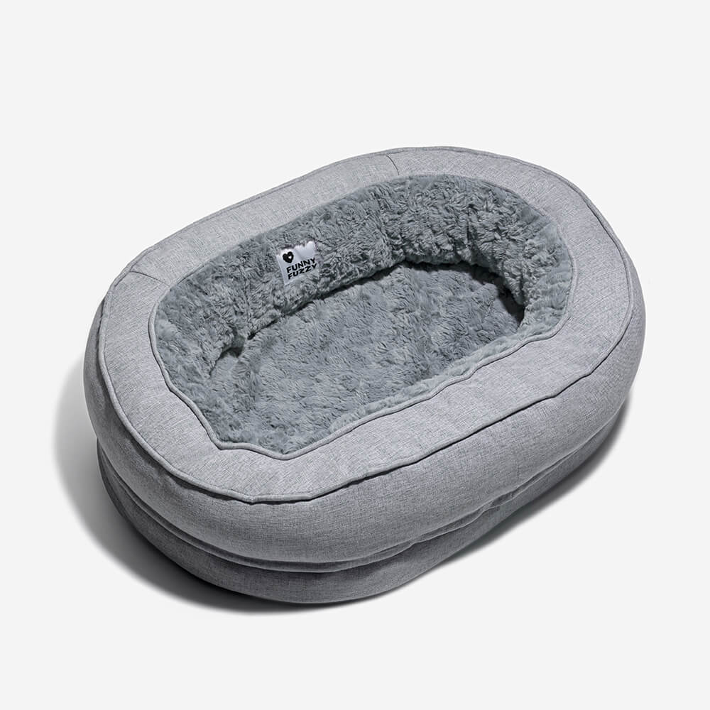 Cama donut para perros — espuma ortopédica, borde alto, antideslizante