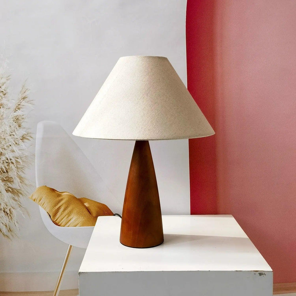 ArborGlow Retro Table Lamp — Solid Wood Construction, Warm Light