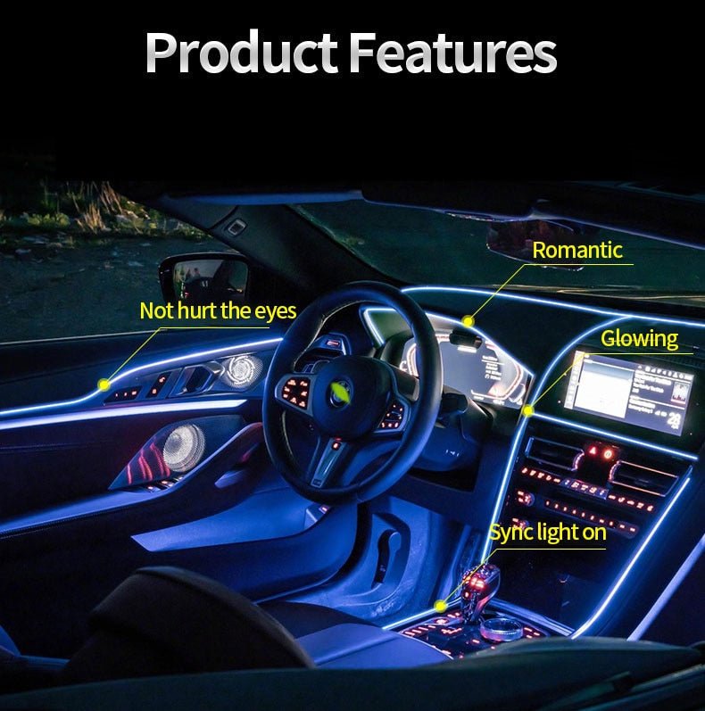 NovaGlow Car Interior LED Light Strip — Customizable Ambient Mood Lighting