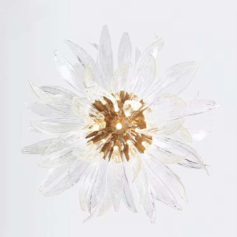 Liora Bloom Sunflower Glass Chandelier — Copper Frame, Integrated LED Lighting