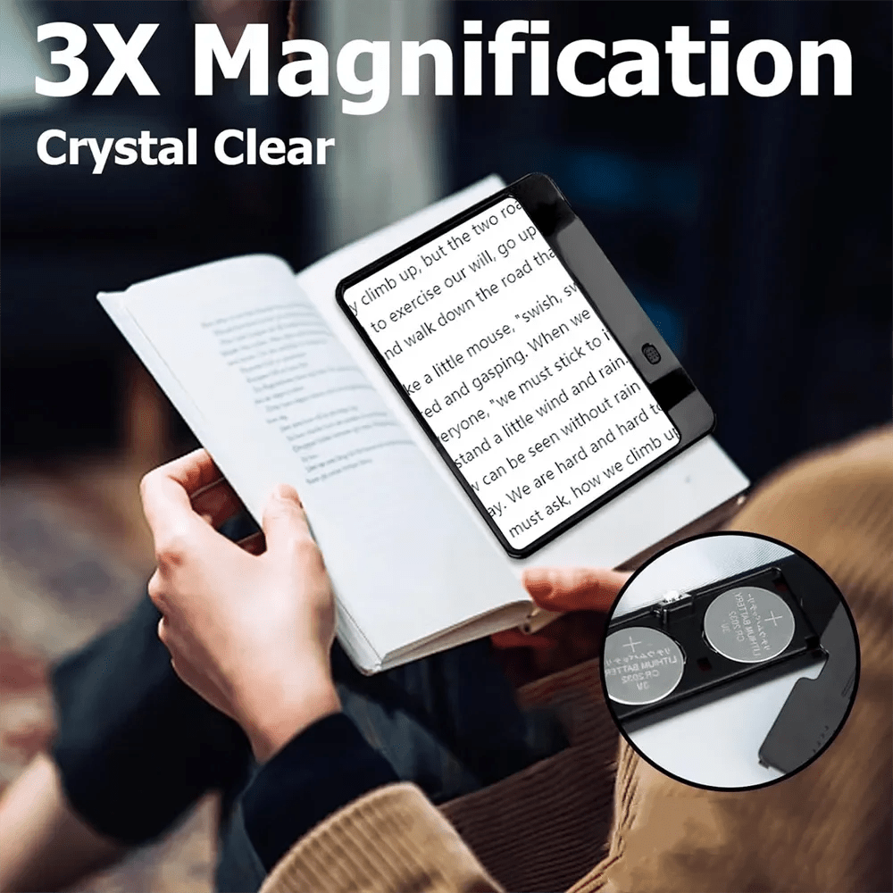 3x LED Page Magnifier — Full-Width Lens, Integrated Even Illumination