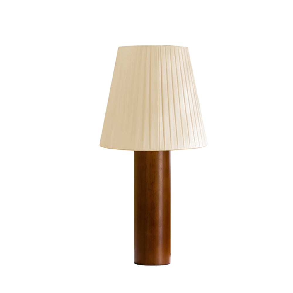 LumiOak Wooden Base Table Lamp — Warm Fabric Shade And Clean Lines