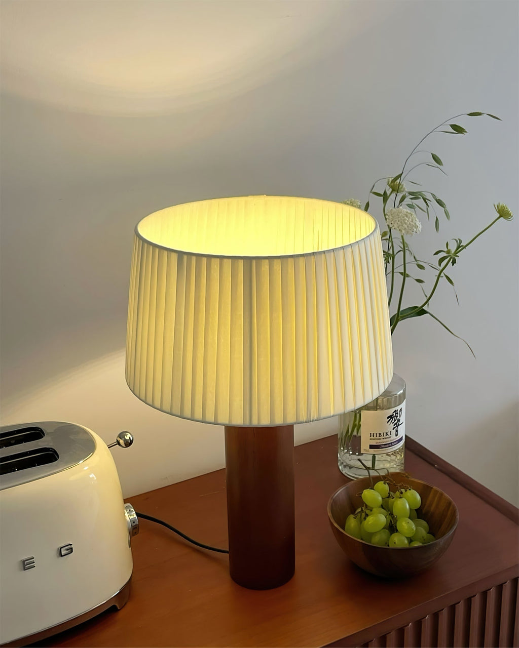 LumiOak Wooden Base Table Lamp — Warm Fabric Shade And Clean Lines
