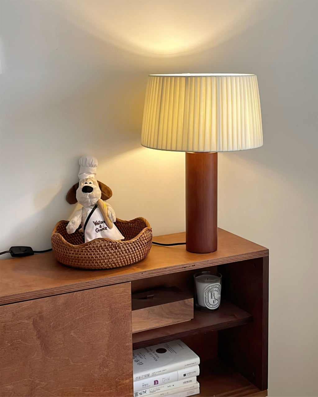 LumiOak Wooden Base Table Lamp — Warm Fabric Shade And Clean Lines