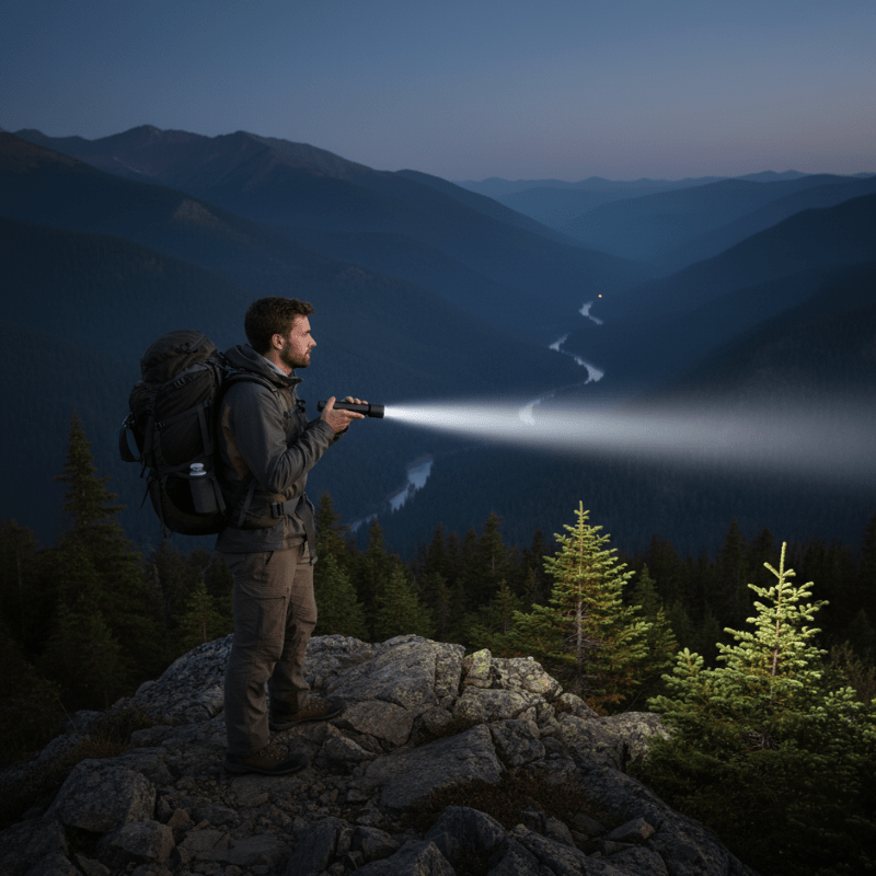 BrightPulse LED svítilna — 100 000 lumenů, dobíjení přes USB, zoom, voděodolná
