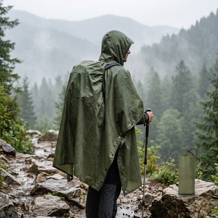 Waterdichte regenponcho met capuchon — 3-in-1-ontwerp