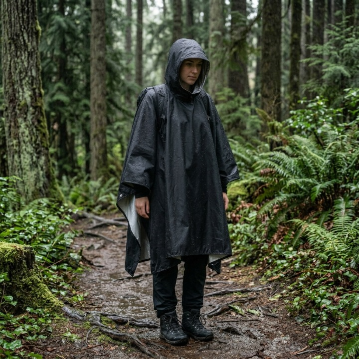 Waterdichte regenponcho met capuchon — 3-in-1-ontwerp