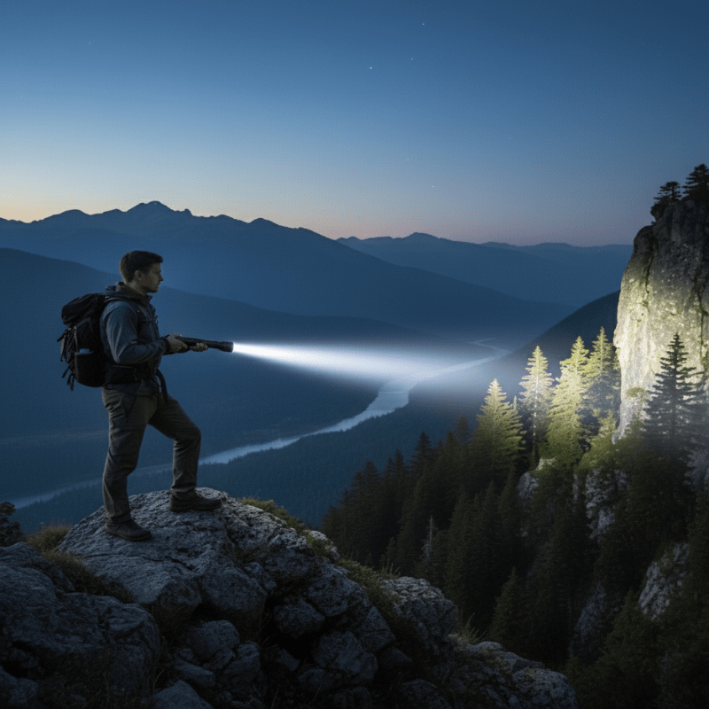 BrightPulse LED svítilna — 100 000 lumenů, dobíjení přes USB, zoom, voděodolná