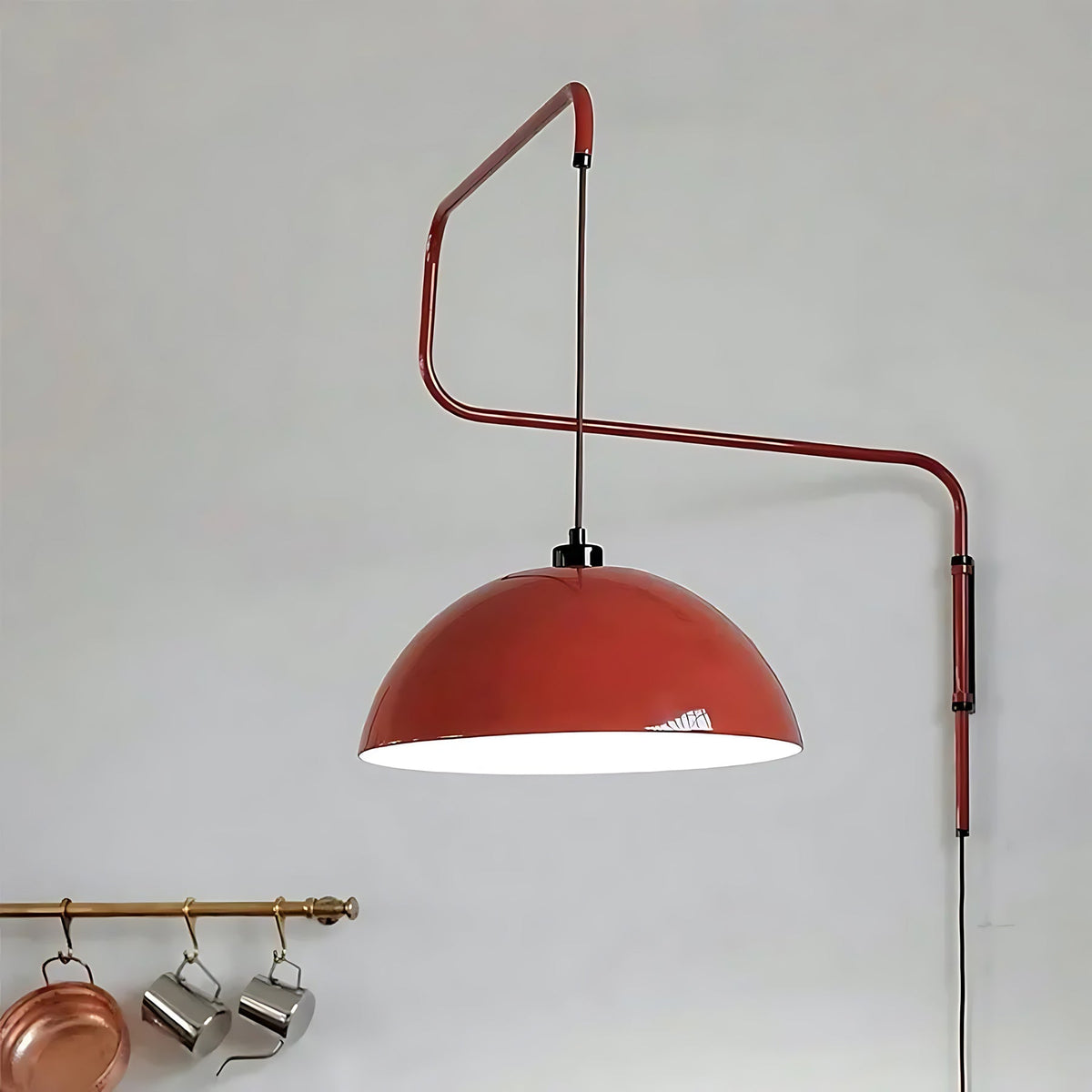 Lampă de perete geometrică cu conectare la priză - cu intensitate reglabilă, metal roșu/negru S/M/L