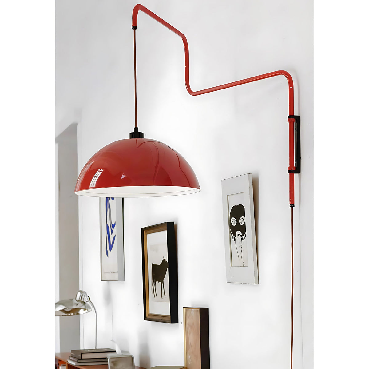 Lampă de perete geometrică cu conectare la priză - cu intensitate reglabilă, metal roșu/negru S/M/L