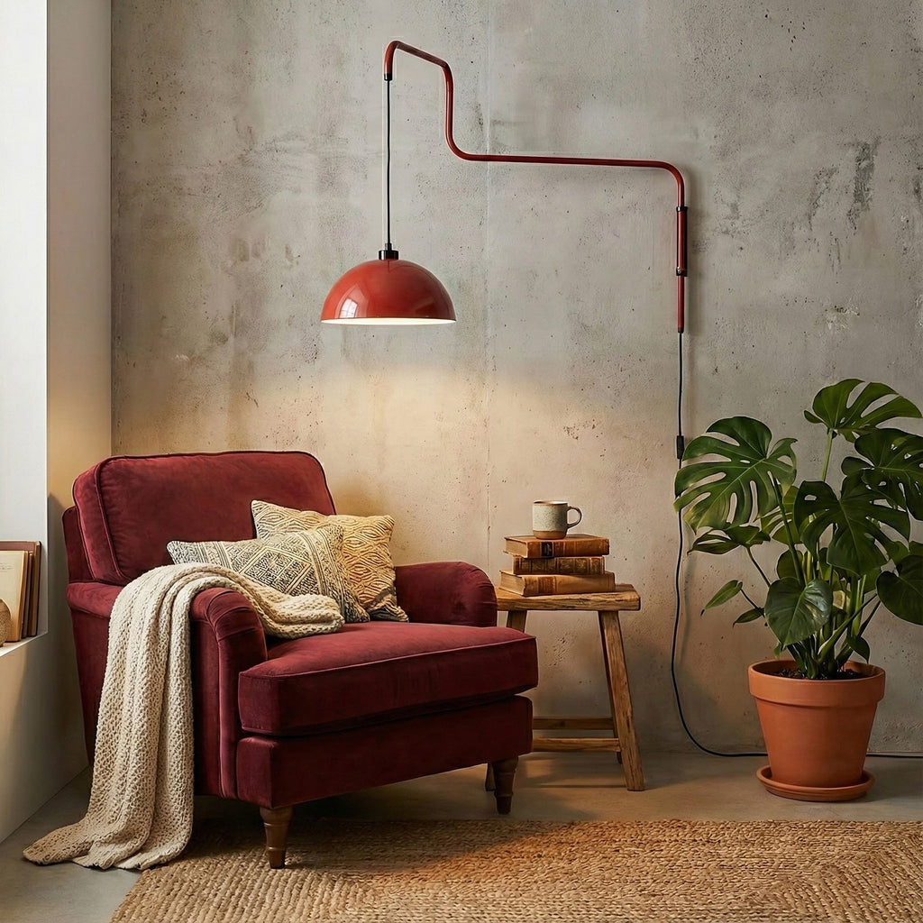 Lampă de perete geometrică cu conectare la priză - cu intensitate reglabilă, metal roșu/negru S/M/L