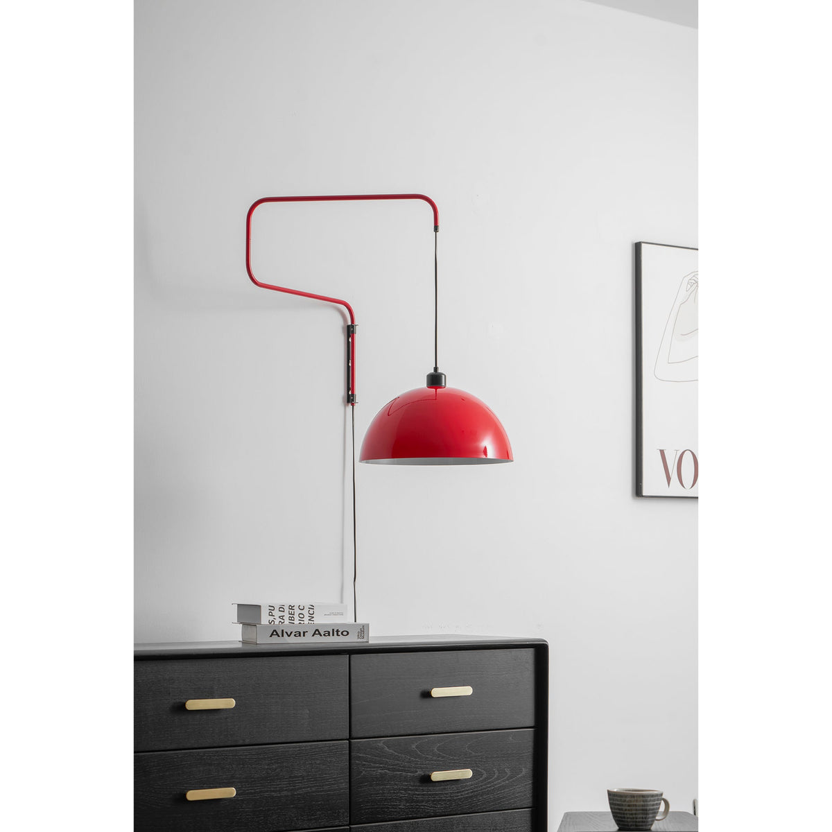 Lampă de perete geometrică cu conectare la priză - cu intensitate reglabilă, metal roșu/negru S/M/L