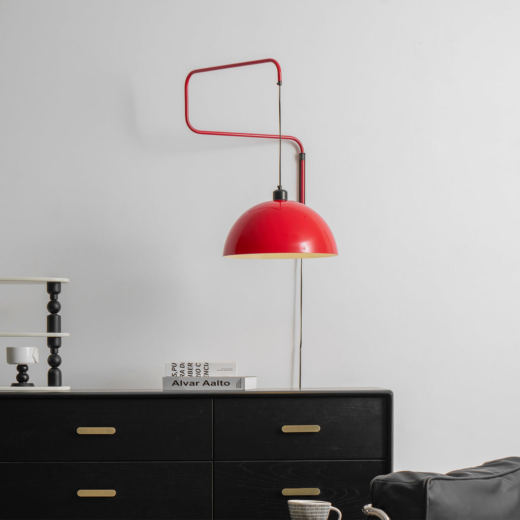 Lampă de perete geometrică cu conectare la priză - cu intensitate reglabilă, metal roșu/negru S/M/L