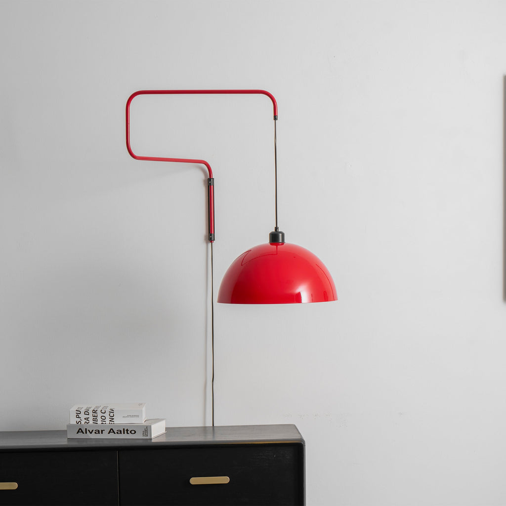 Lampă de perete geometrică cu conectare la priză - cu intensitate reglabilă, metal roșu/negru S/M/L
