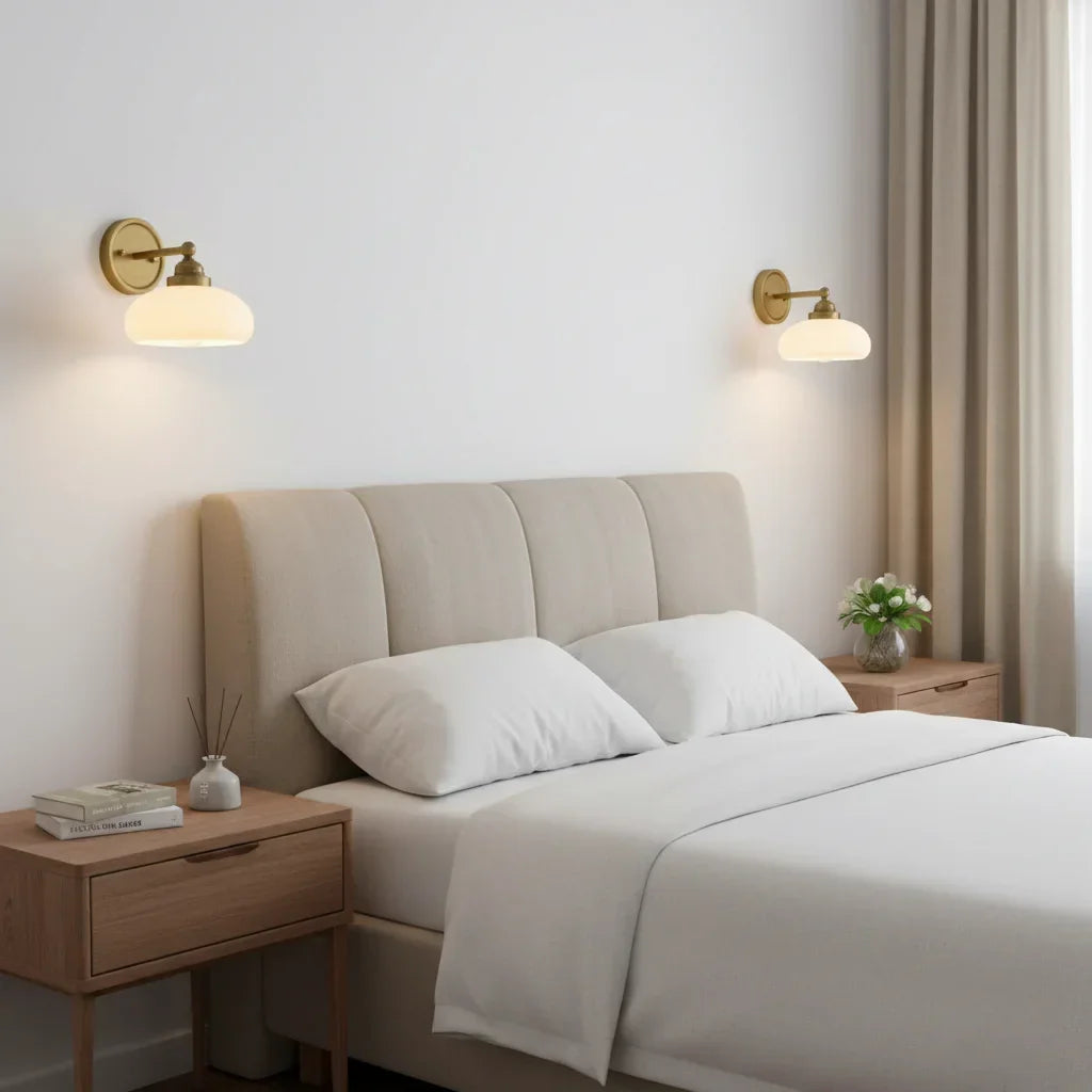 Lampada da parete vintage — Luce industriale in vetro bianco latte