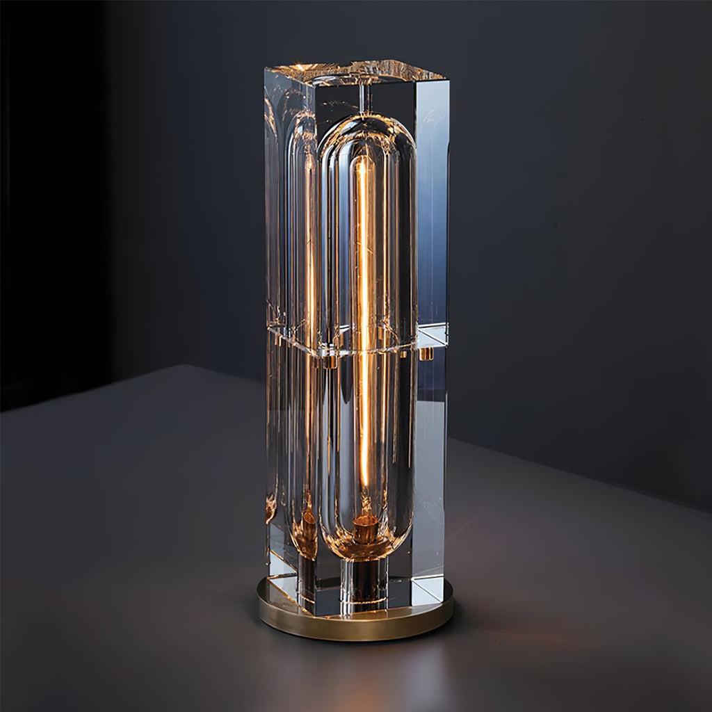 Veloria Modern Elegant Desk Lamp — Brass and Gold Finish, Crystal Accents