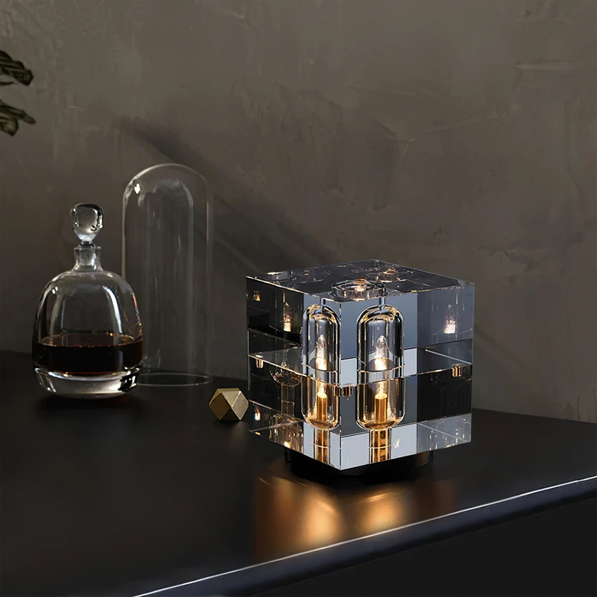 Veloria Modern Elegant Desk Lamp — Brass and Gold Finish, Crystal Accents