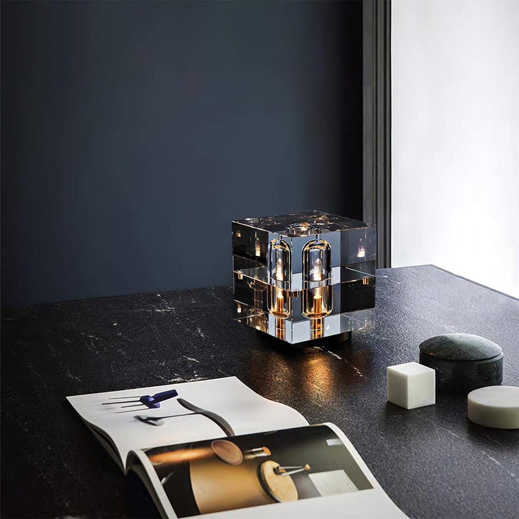 Veloria Modern Elegant Desk Lamp — Brass and Gold Finish, Crystal Accents