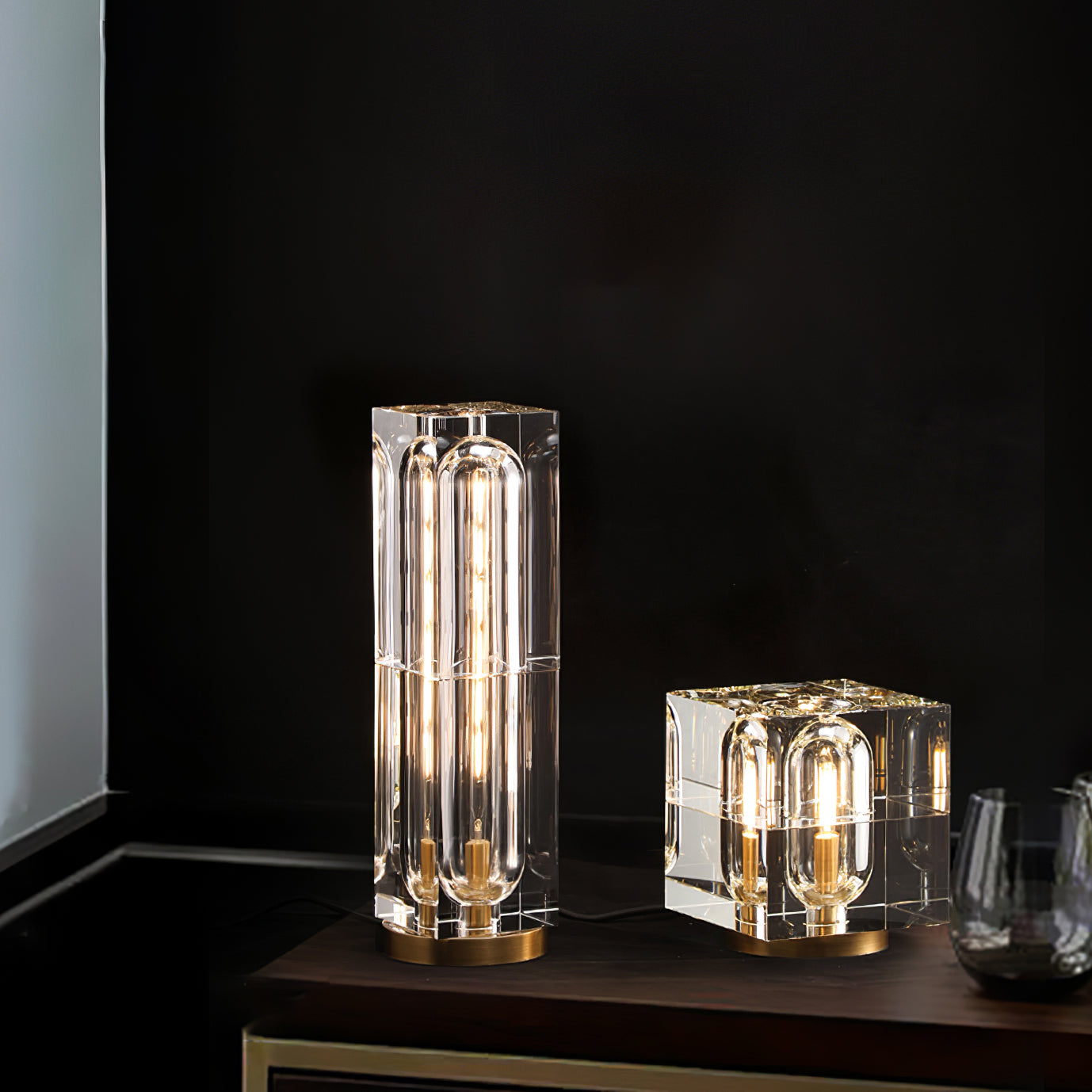 Veloria Modern Elegant Desk Lamp — Brass and Gold Finish, Crystal Accents