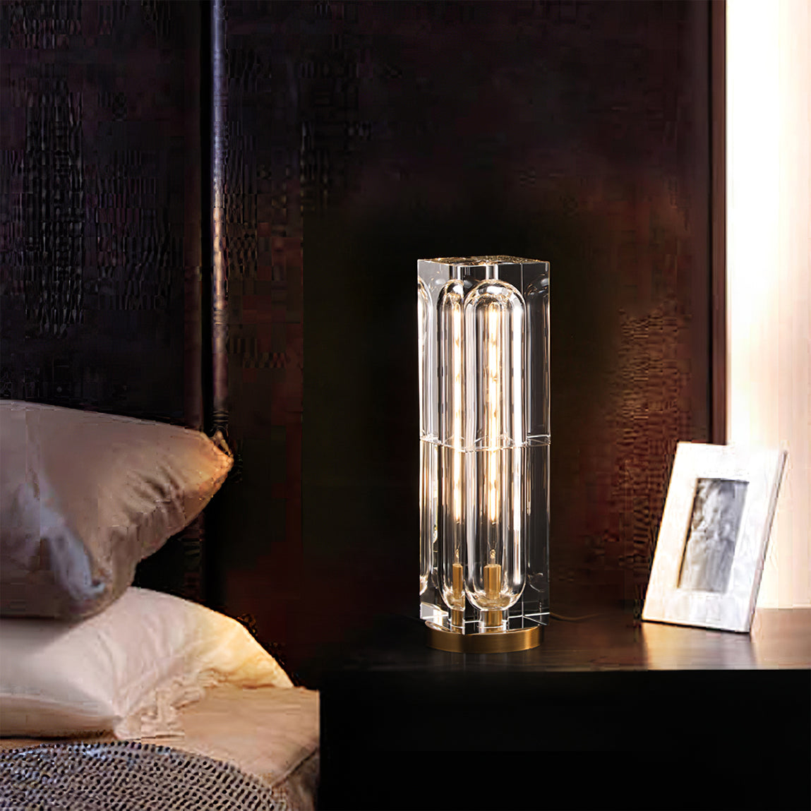 Veloria Modern Elegant Desk Lamp — Brass and Gold Finish, Crystal Accents