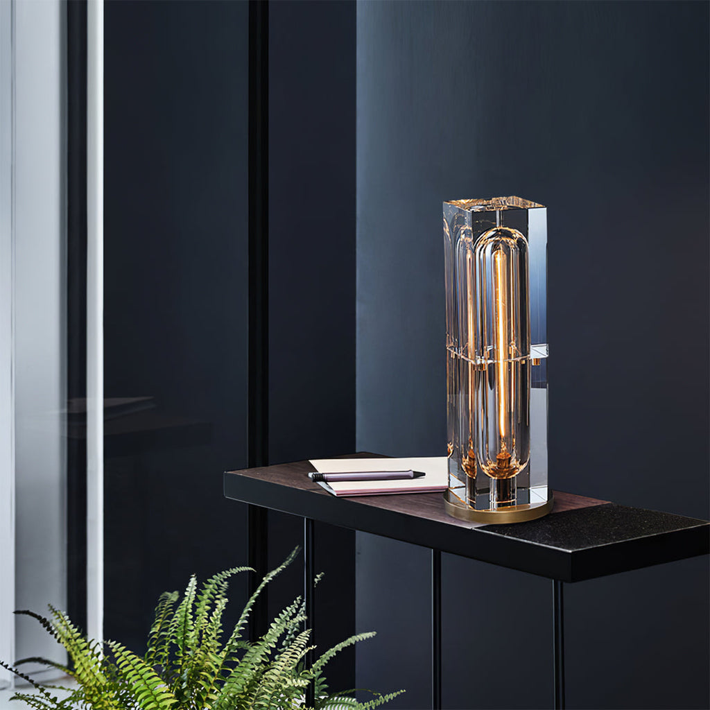 Veloria Modern Elegant Desk Lamp — Brass and Gold Finish, Crystal Accents