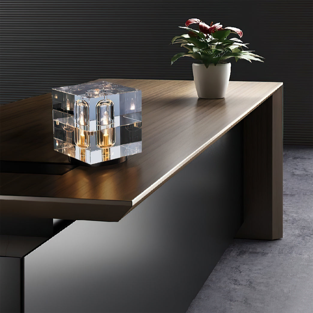Veloria Modern Elegant Desk Lamp — Brass and Gold Finish, Crystal Accents
