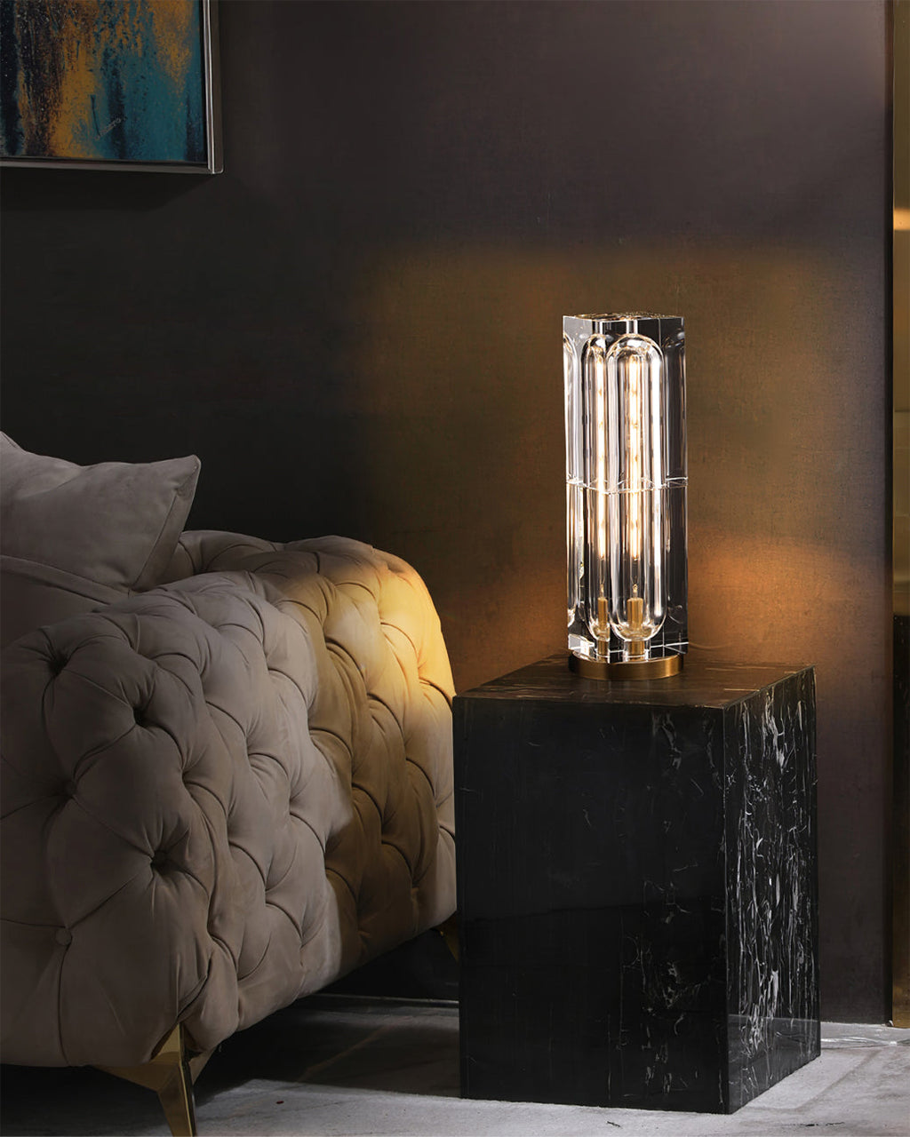 Veloria Modern Elegant Desk Lamp — Brass and Gold Finish, Crystal Accents