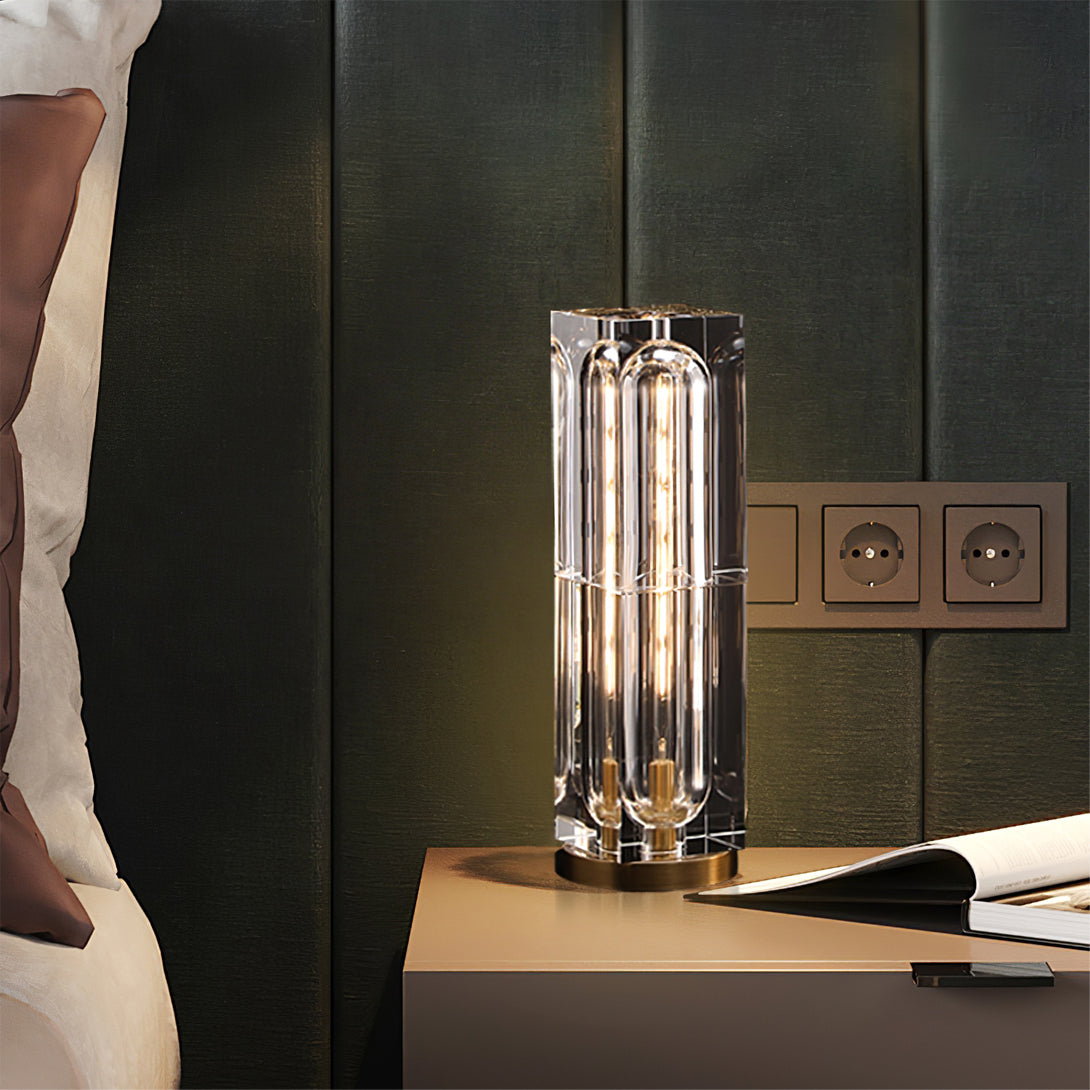 Veloria Modern Elegant Desk Lamp — Brass and Gold Finish, Crystal Accents