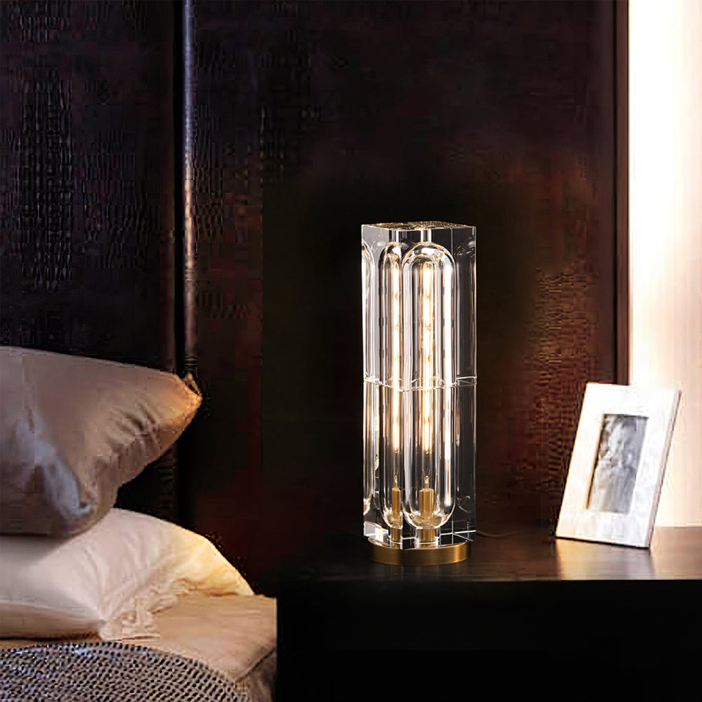 Veloria Modern Elegant Desk Lamp — Brass and Gold Finish, Crystal Accents