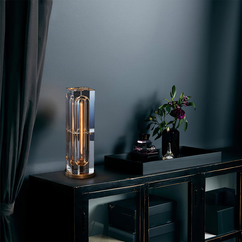 Veloria Modern Elegant Desk Lamp — Brass and Gold Finish, Crystal Accents