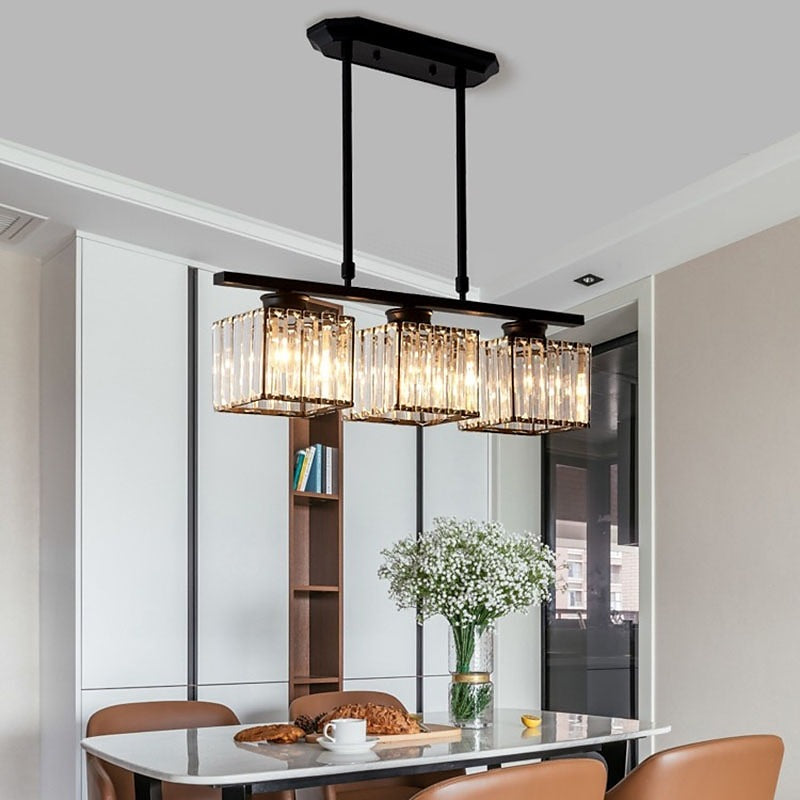 Linear Nordic Chandelier — Multi-Light Glass Pendant Array