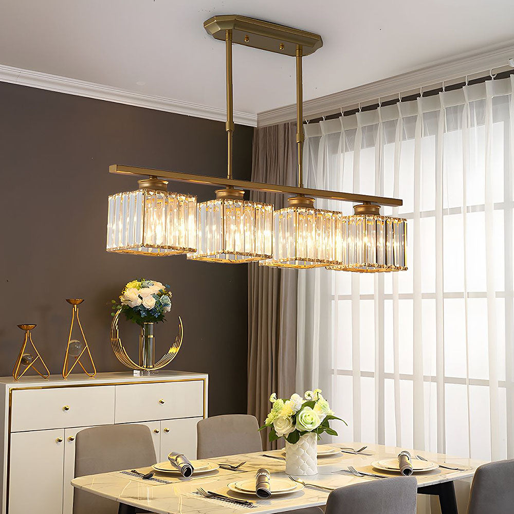 Linear Nordic Chandelier — Multi-Light Glass Pendant Array