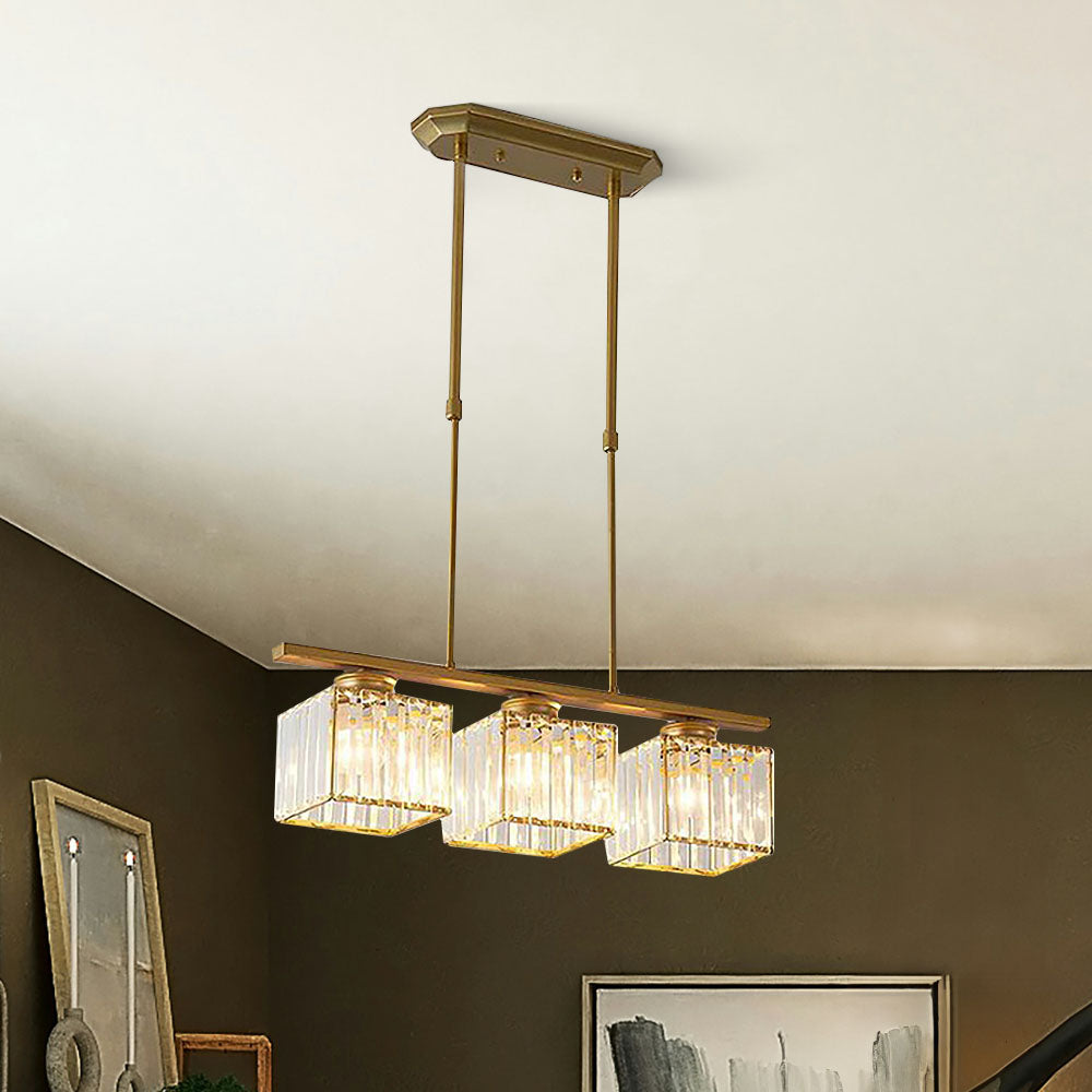 Linear Nordic Chandelier — Multi-Light Glass Pendant Array