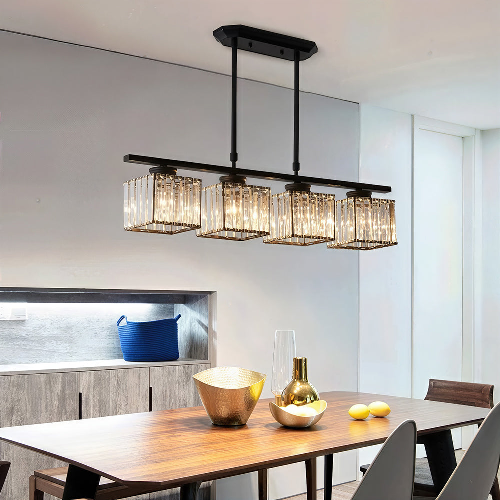Linear Nordic Chandelier — Multi-Light Glass Pendant Array