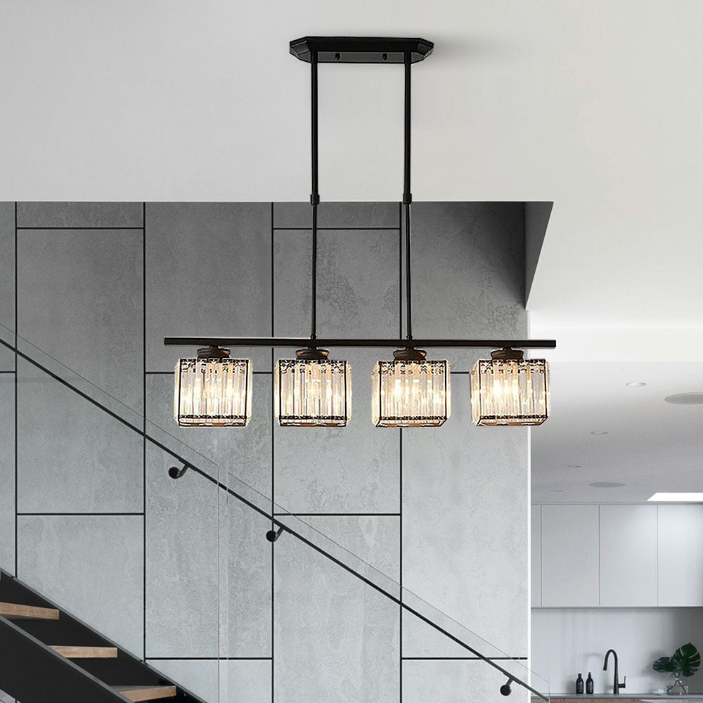 Linear Nordic Chandelier — Multi-Light Glass Pendant Array