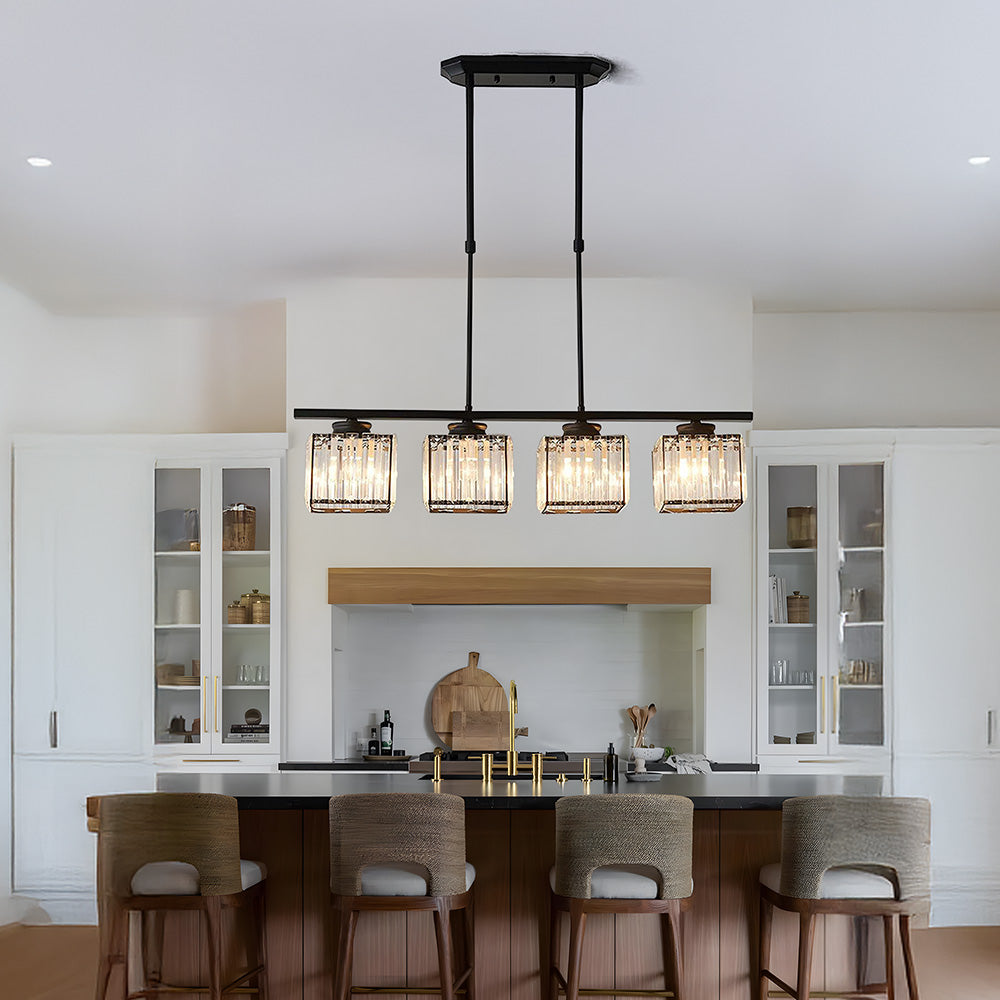 Linear Nordic Chandelier — Multi-Light Glass Pendant Array