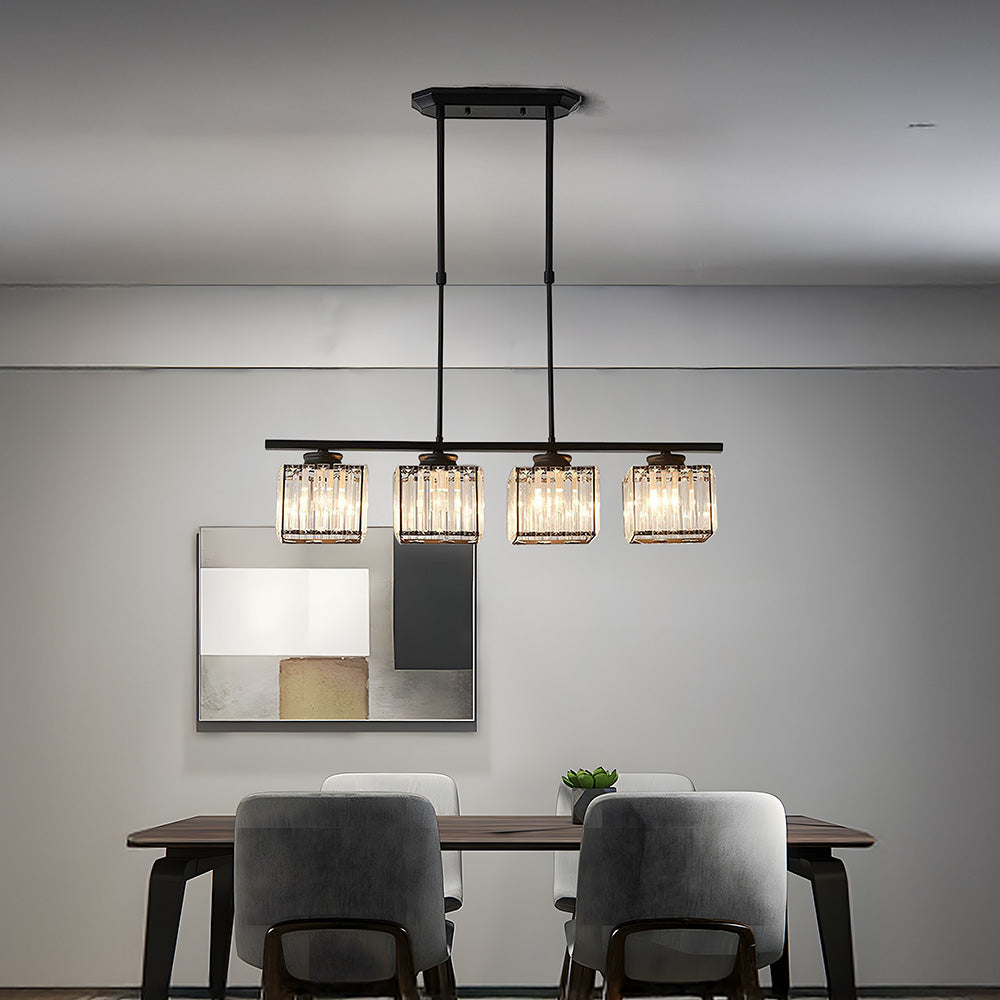 Linear Nordic Chandelier — Multi-Light Glass Pendant Array